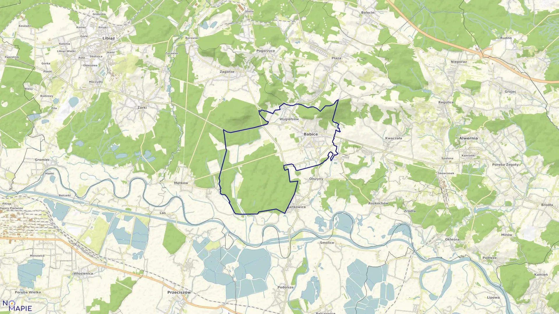 Mapa obrębu Babice w gminie Babice