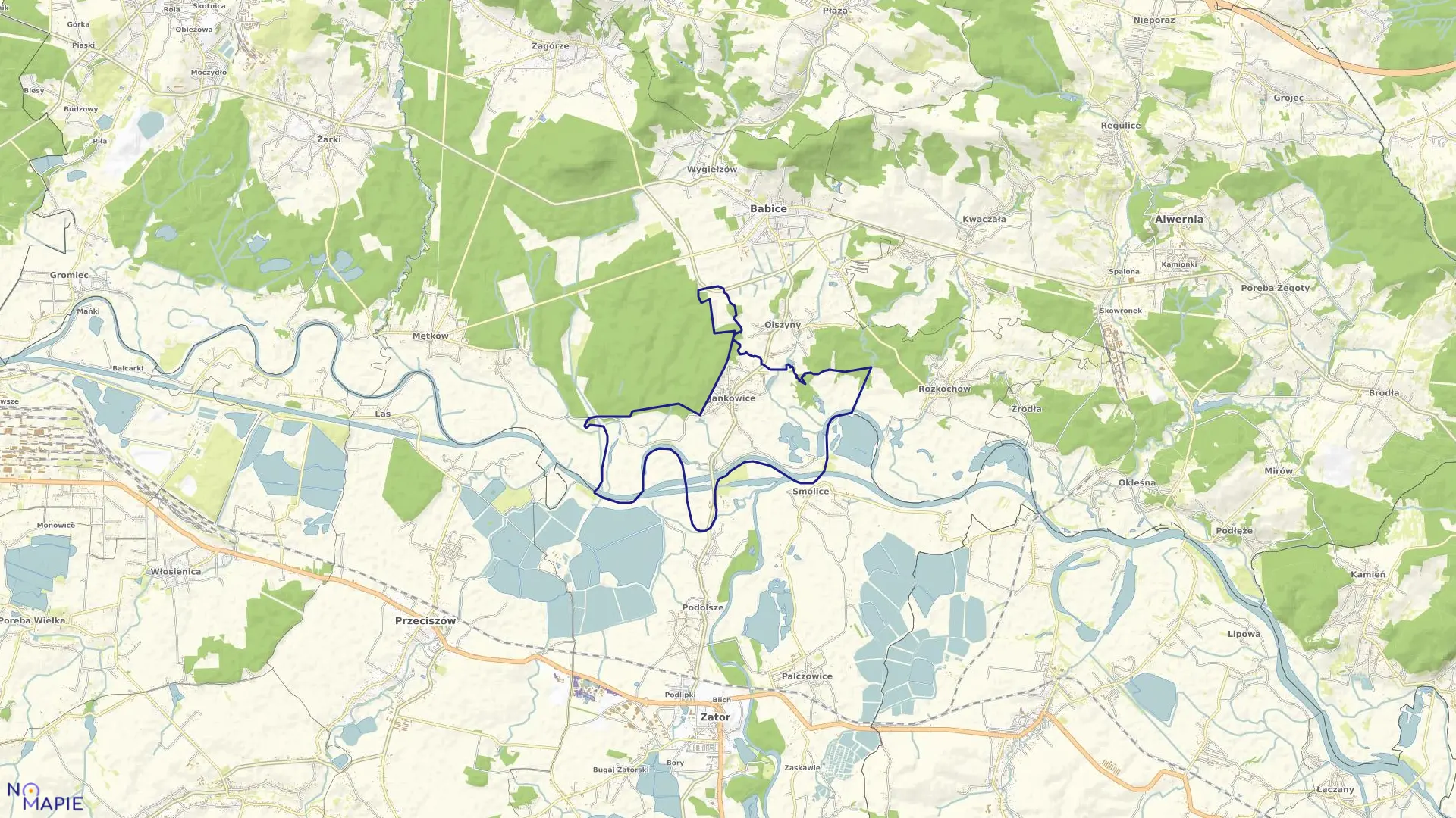 Mapa obrębu Jankowice w gminie Babice